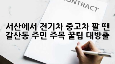 서산에서 전기차🚘 중고차 팔 땐? 갈산동 주민 주목! 꿀팁 대방출🍯
